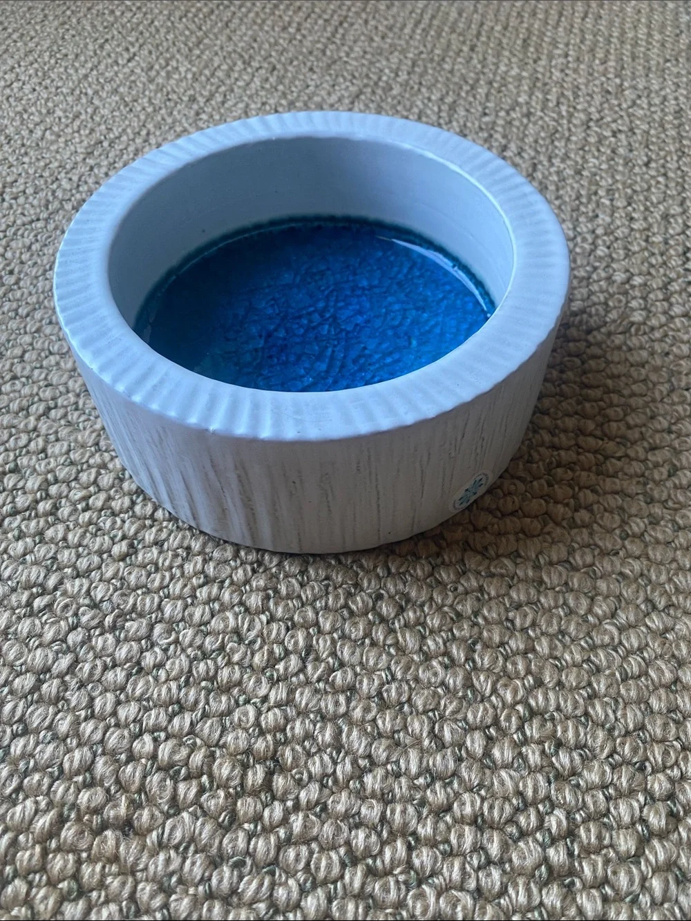 Jonathan Adler vintage Grog Ice Bowl pottery Blue Glazed Interior gorgeous